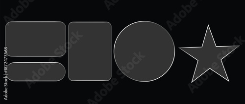 Collection of Dark Geometric Shapes with Silver Outline