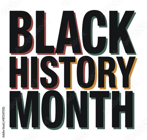 Black History Month Text with Multicolored Outline