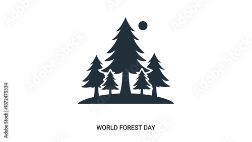 World Forest Day Trees Silhouette Illustration.