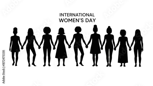 Women Holding Hands in Solidarity Silhouettes.