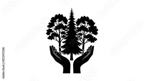 Hands Holding Trees Environmental Conservation Concept.