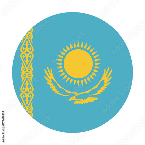 Round icon of the flag of Kazakhstan on a transparent background. Vector graphics