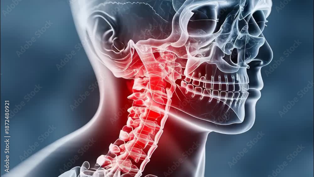 Neck Visual Digital Illustration of Human Neck Anatomy Highlighting Cervical Spine ...
