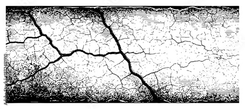 Horizontal texture of cracked dry earth or broken stone wall