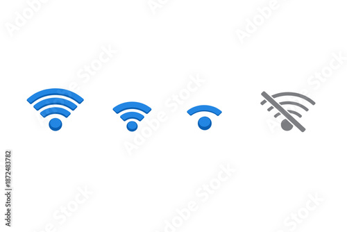 WiFi signal strength indicators showing full, medium, low, and no connection