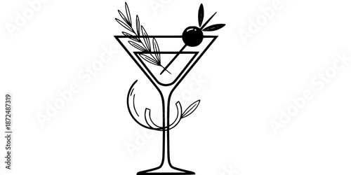 Mixology Cocktail Bar Botanical Logo Silhouette