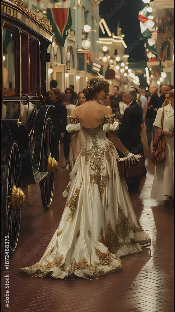 custom made wallpaper toronto digitalPrincess in crown, queen goes to the ball by carriage. AI video animation