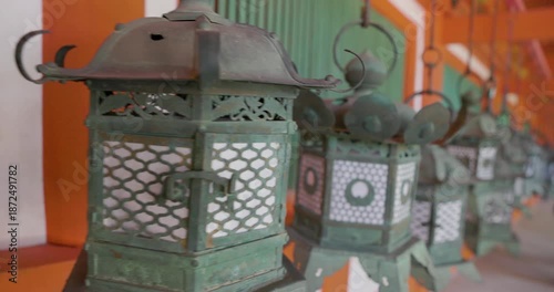 Traditional Japanese Temple Lanterns Creating a Serene Atmosphere