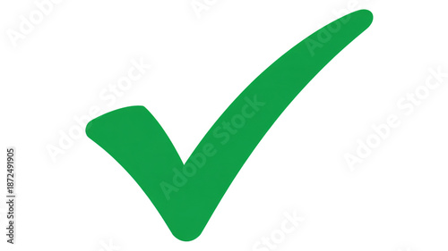 Green checkmark icon in simple flat design with bright green color on white background for approval symbol