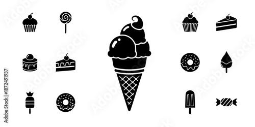Artisanal Gelato Ice Cream Parlor Logo Icon
