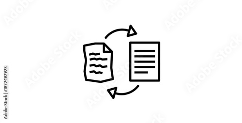 File transformation document icon representing information transfer workflow