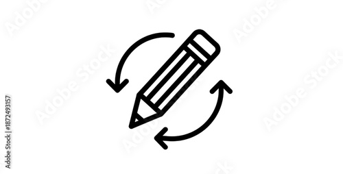 Pencil With Circular Arrows Icon For Content Update Editing And Creative Revision