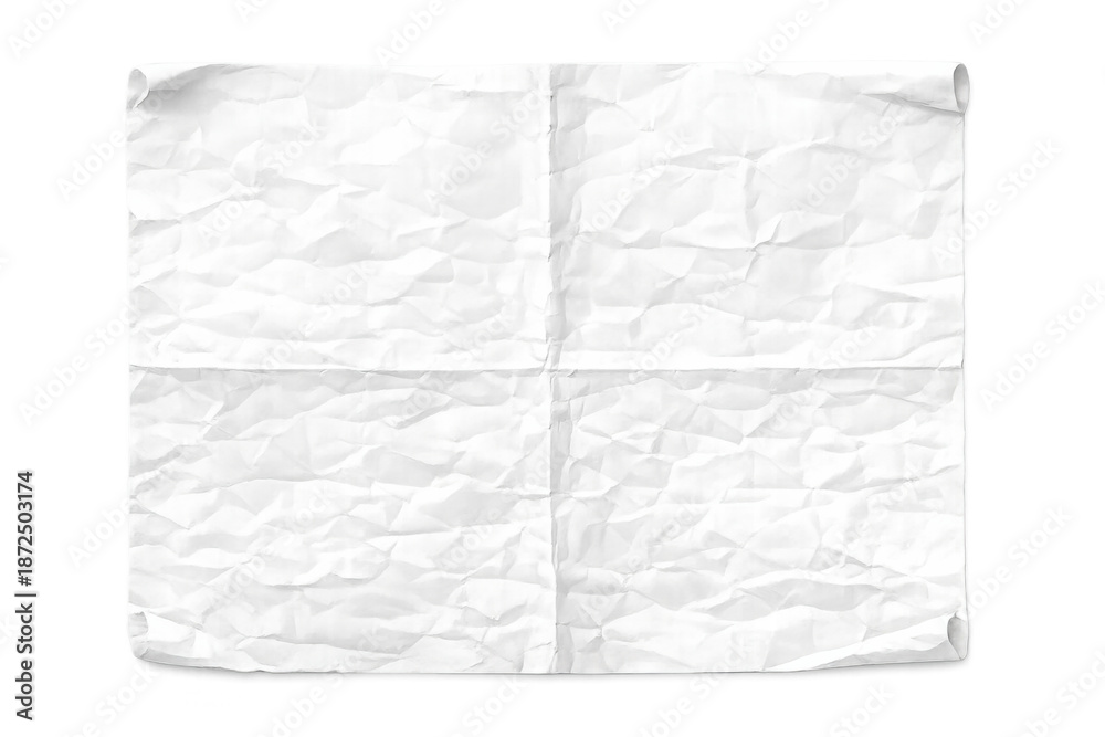 Obraz premium Crumpled white paper texture with rough surface, blank element for note taking and document designs, transparent background