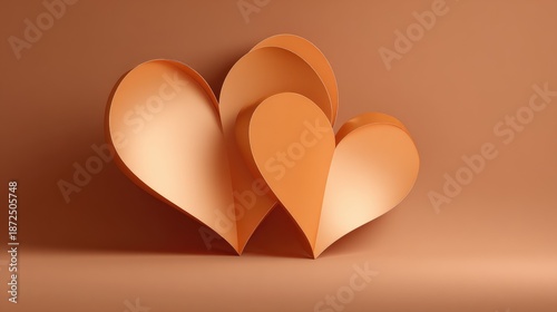 Elegant Paper Hearts in Warm Shades of Orange on a Soft Background Creating an Inviting and Love-Filled Atmosphere for Events and Celebrations
