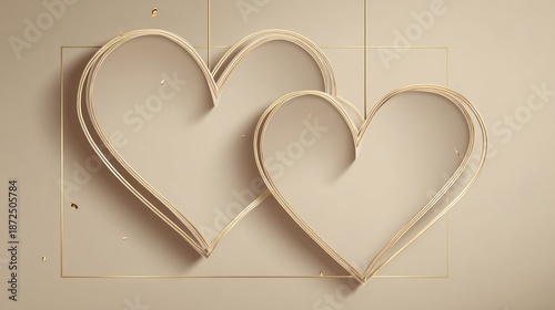Elegant and Minimalistic Heart Shapes in Soft Neutral Tones for Love and Affection Themes in Design and Art Projects