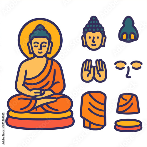 Modular buddha design elements: mix and match for spiritual art projects