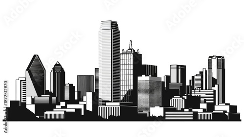 Modern Cityscape with Skyscrapers and Urban Architecture