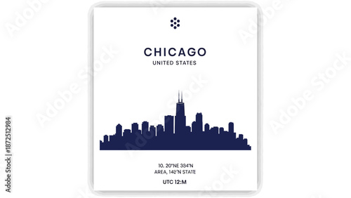 Cityscape illustration of Chicago's skyline at dusk with prominent skyscrapers and urban landscape