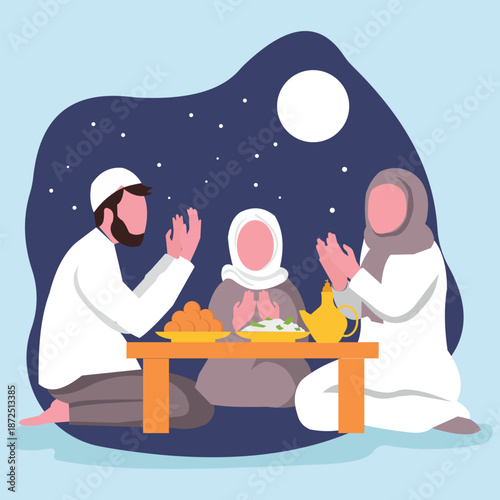 Family Iftar Under the Moonlight Celebrating Togetherness, Prayer, and Ramadan Blessings
