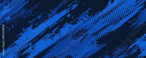 blue color pattern gradient grunge texture background. Dots pop art comics sport style vector illustration