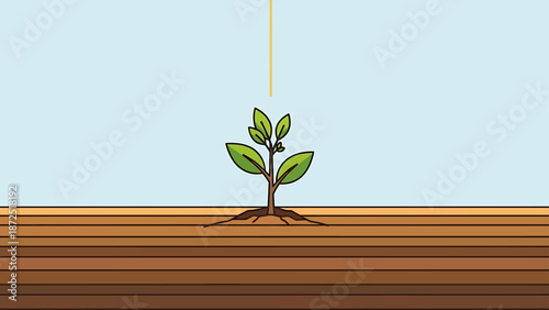 plant growth in soil with roots and sunlight symbolizing development and sustainability for environmental and business themes.