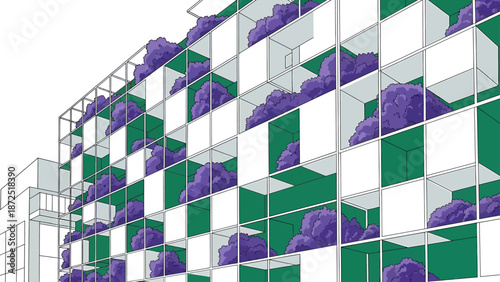 vertical garden building facade featuring modern green architecture and sustainable urban design for eco-friendly city development concepts