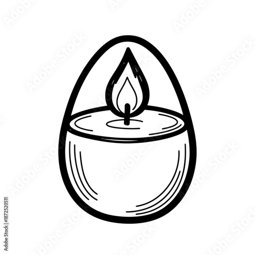 Candle in Glass Holder with Flame.