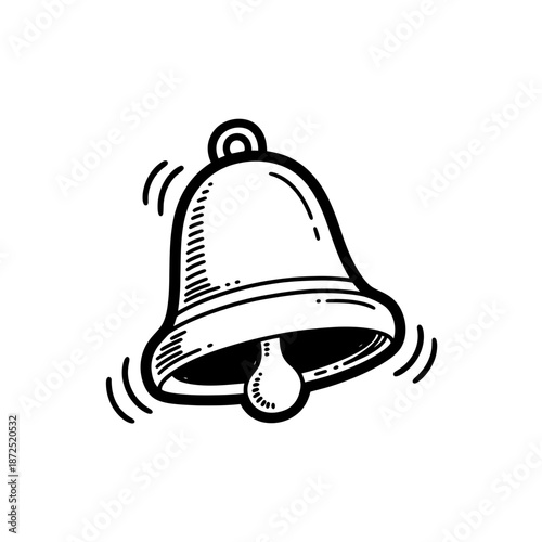 Black and White Illustration of Ringing Bell.