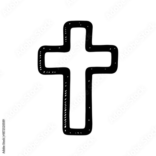 Black Cross Symbol with Dotted Outline.