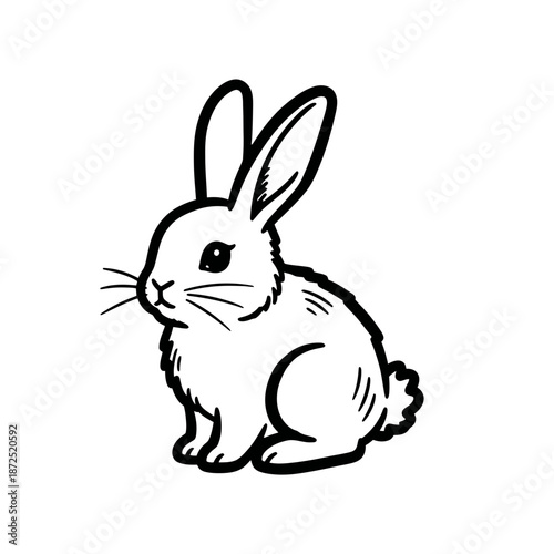 Black and White Illustration of Rabbit.
