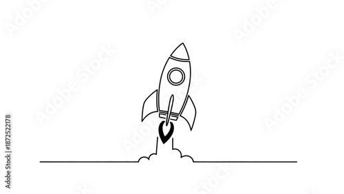 Rocket Ship Launching into Space.