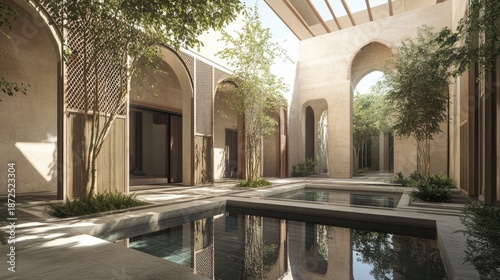 Serene Courtyard Oasis: Architectural Design