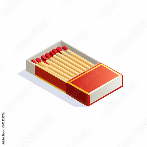 Matchbox with wooden matches for lighting and household use
