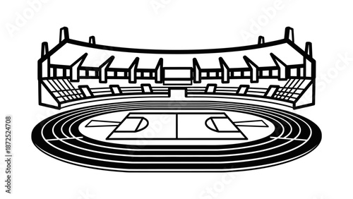Stadium with athletic track and field.