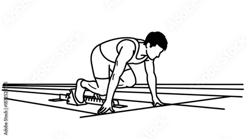 Man in starting position ready sprint.