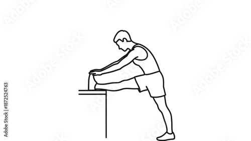 Man stretching on a table top.