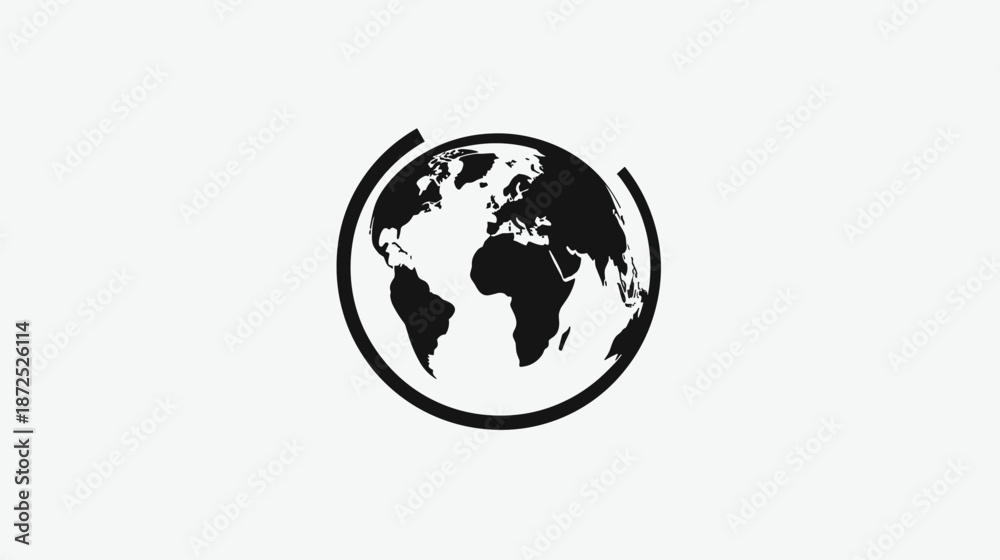 Obraz premium Black and White Globe Icon Illustration.