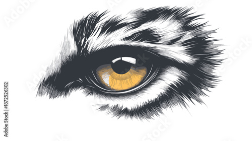 Close up of a cats yellow eye.