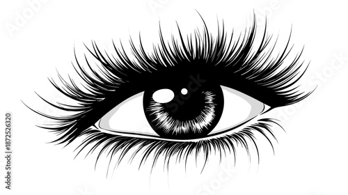 Closeup of a female eye with eyelashes.