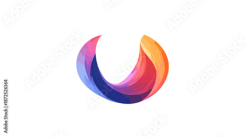 Colorful Abstract Crescent Shape Design Element.