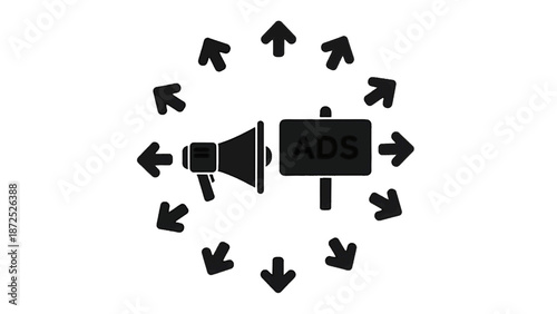 Vector illustration of, on transparent background, a digital marketing attention and promotion campaign graphic