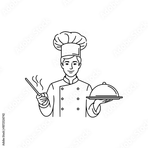 Cook chef outline vector sign restaurant food concept