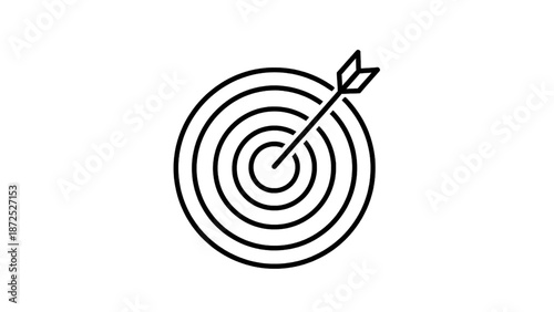 Vector illustration of, on transparent background, a target with an arrow hitting the bullseye