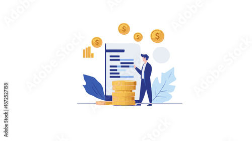 Man Standing Next to Large Document.