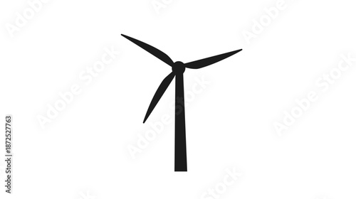 Wind Turbine Silhouette Isolated on White.