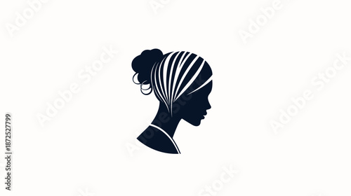 Woman Head Silhouette with Headwrap Illustration.