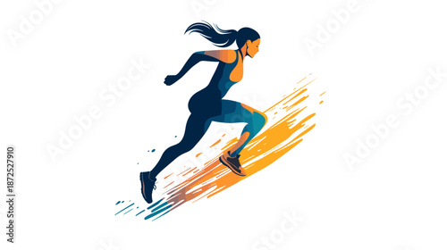 Woman Running in Motion Illustration.