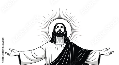 Jesus Christ figure with halo and open arms