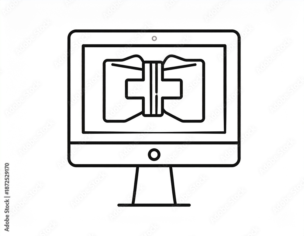 Obraz premium Monitor displaying engineering blueprint diagram