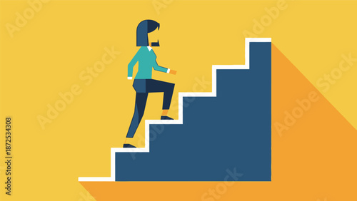 Man Climbing Stairs Success Career Growth.